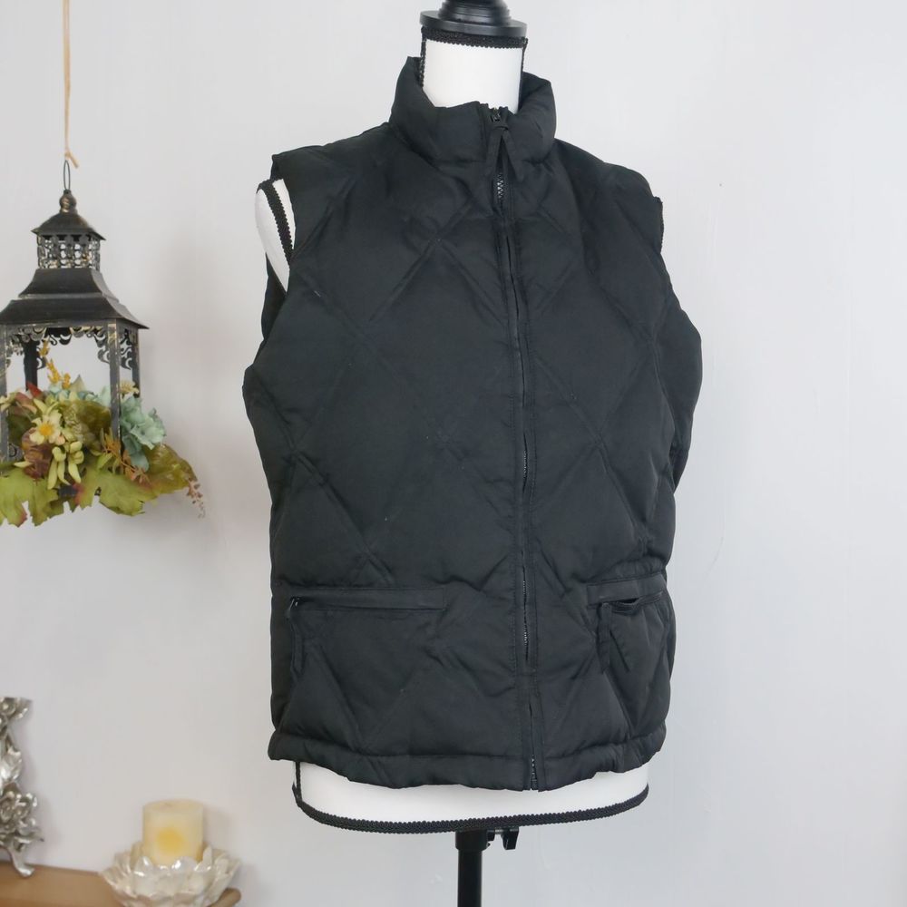 GAP Zip-up Puffer Vest Mock Neck Black Women's M